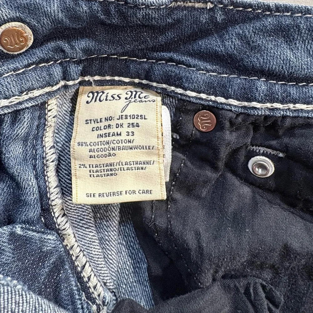 Miss Me Signature Skinny Jeans Embellished Pocket Mid Rise Stretch Sz 26💛